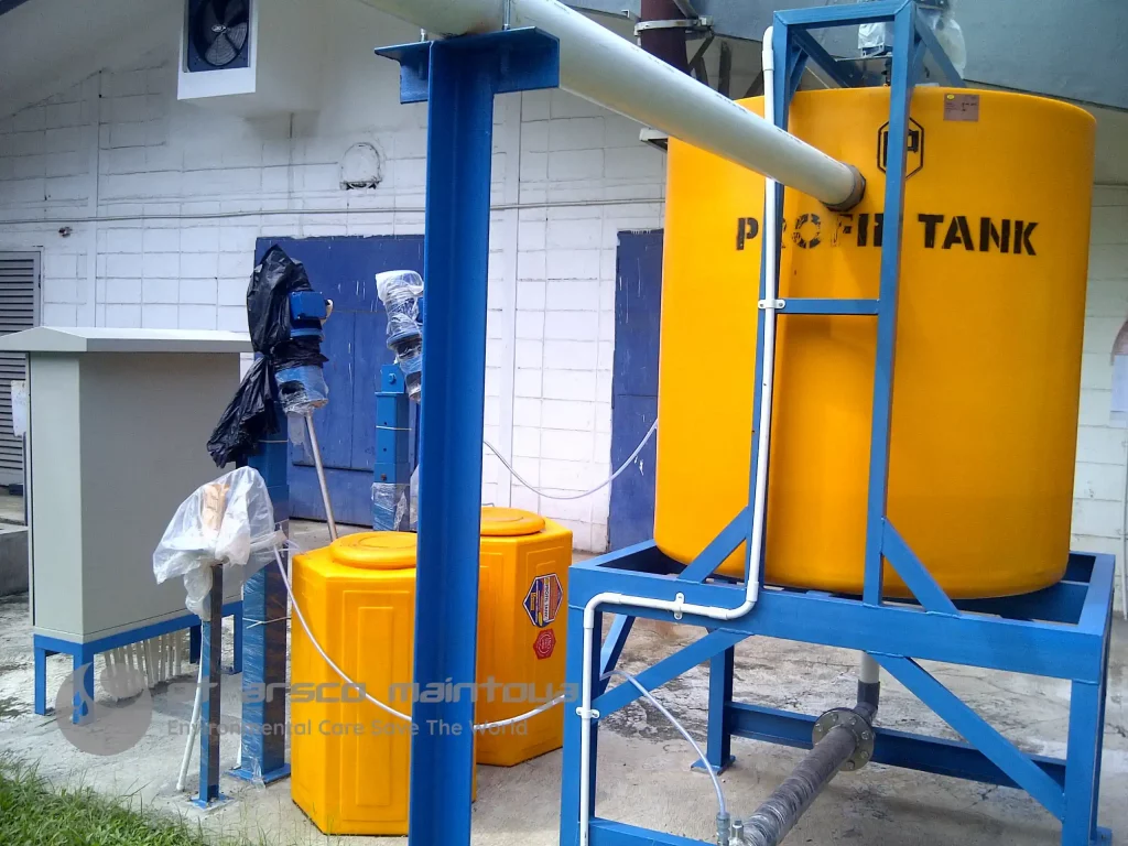 Proyek STP Scheneider Cakung - Tampak samping Instalasi pengolahan limbah ( wwtp ) IPAL Rumah sakit
